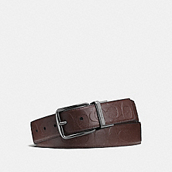 WIDE HARNESS CUT-TO-SIZE REVERSIBLE SIGNATURE LEATHER BELT - f55157 - MAHOGANY