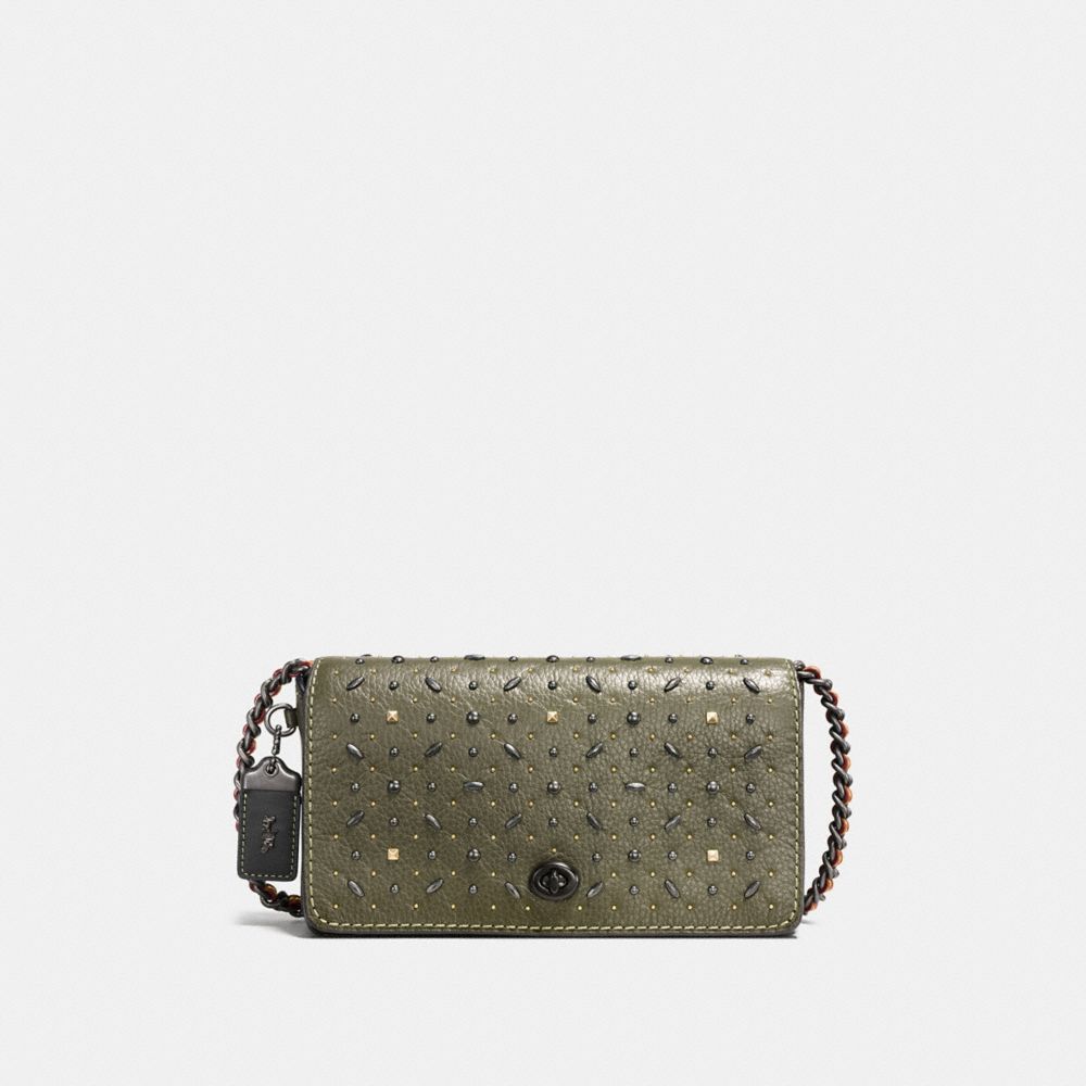 COACH F55166 DINKY WITH RIVETS OLIVE/BLACK-COPPER