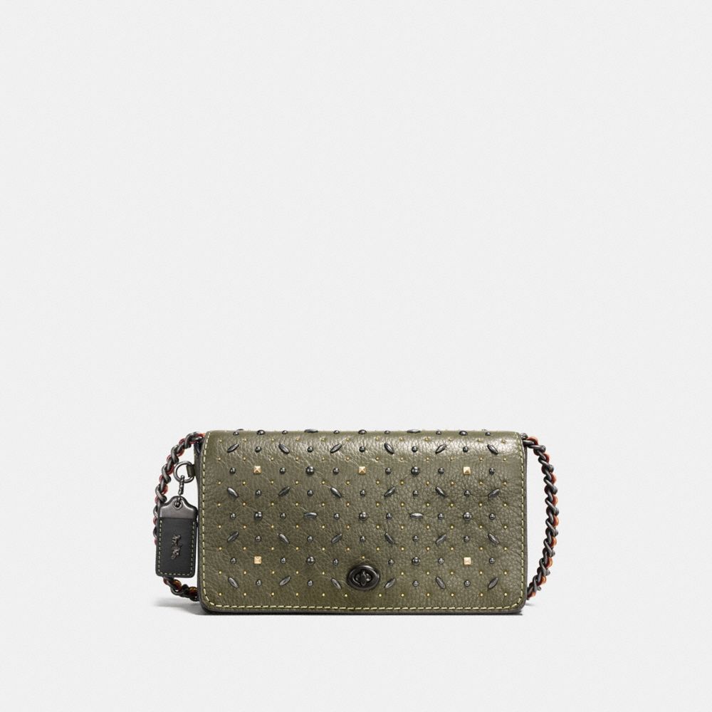 COACH F55166 - DINKY WITH RIVETS OLIVE/BLACK COPPER