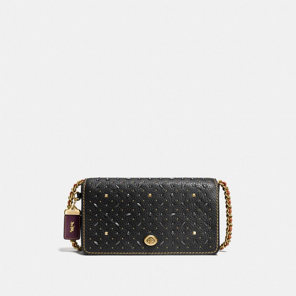 COACH DINKY WITH RIVETS - BLACK/OLD BRASS - f55166