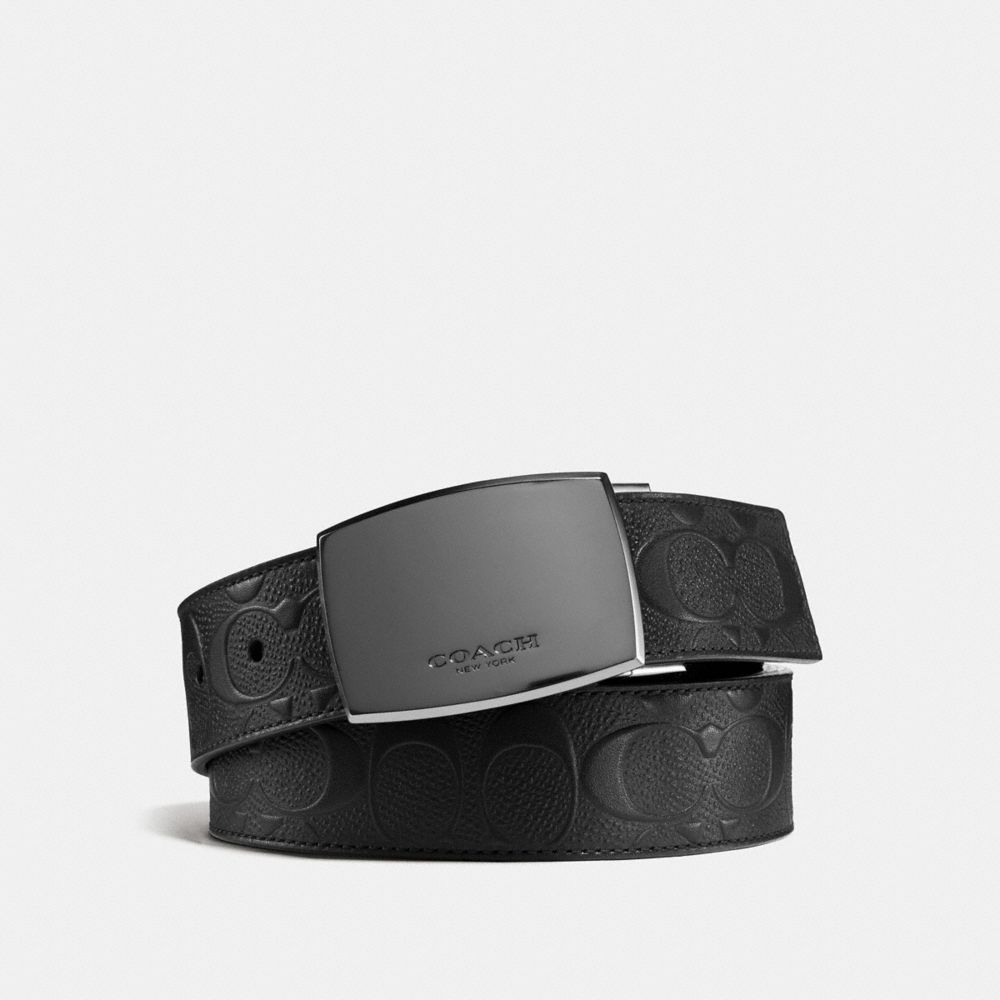 COACH CLASSIC PLAQUE CUT-TO-SIZE REVERSIBLE BELT IN SIGNATURE LEATHER - BLACK/BLACK - F55179