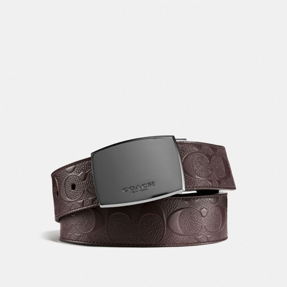 CLASSIC PLAQUE CUT-TO-SIZE REVERSIBLE BELT IN SIGNATURE LEATHER - MAHOGANY/MAHOGANY - COACH F55179