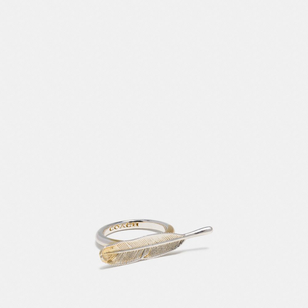 COACH f55187 GILDED FEATHER RING SILVER/GOLD