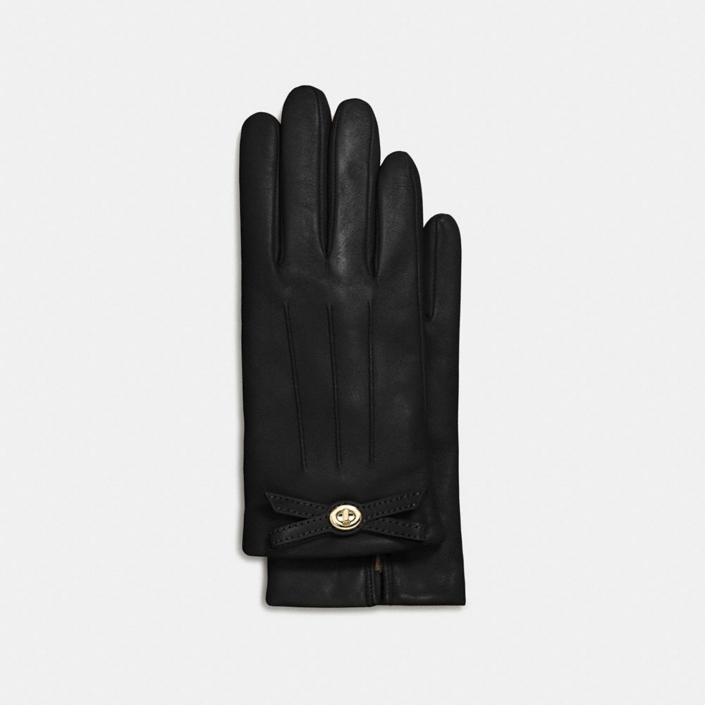 COACH F55189 Turnlock Bow Leather Glove BLACK