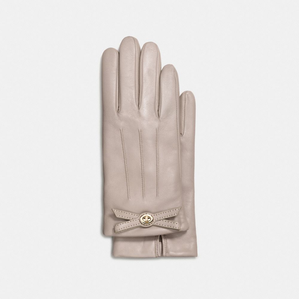 TURNLOCK BOW LEATHER GLOVE - GREY BIRCH - COACH F55189