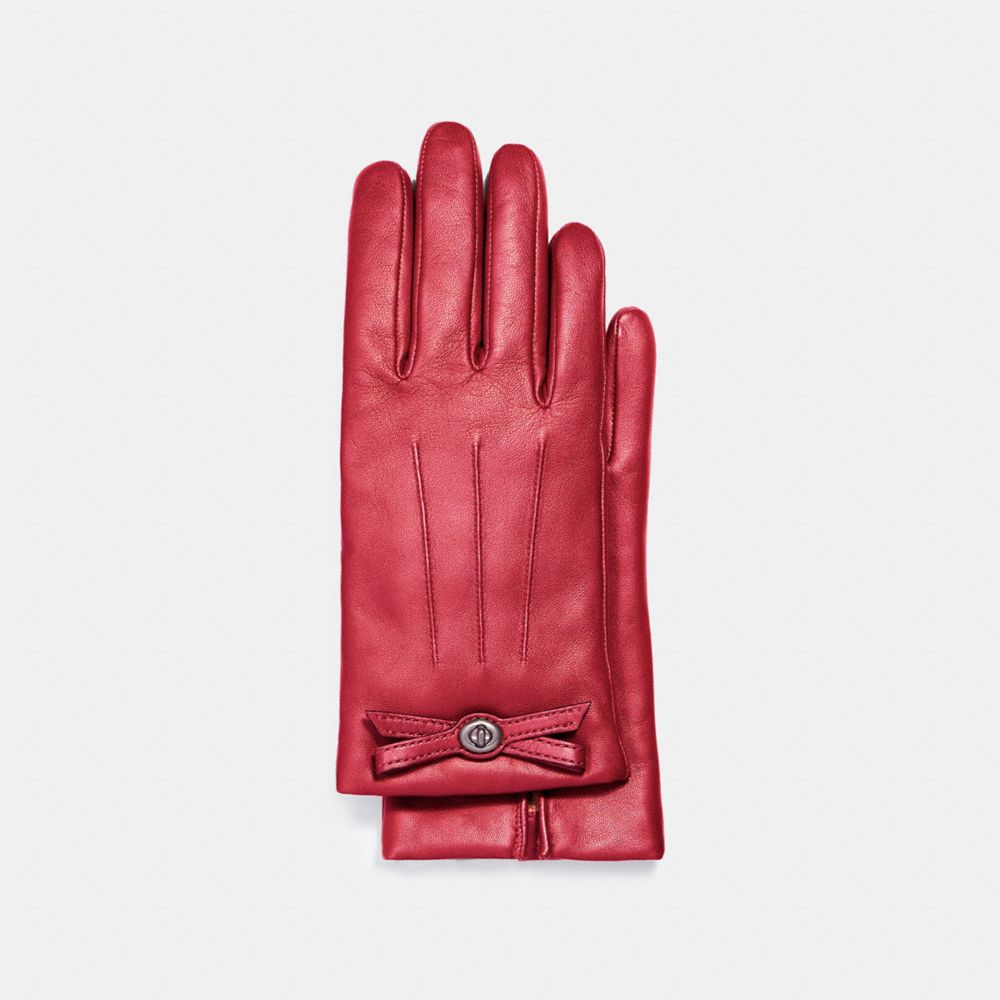 COACH F55189 TURNLOCK BOW LEATHER GLOVES TRUE RED