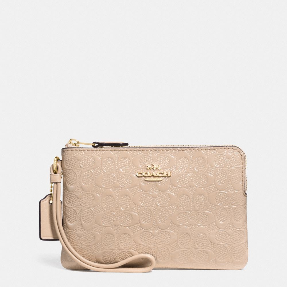 CORNER ZIP WRISTLET IN SIGNATURE DEBOSSED PATENT LEATHER - IMITATION GOLD/PLATINUM - COACH F55206