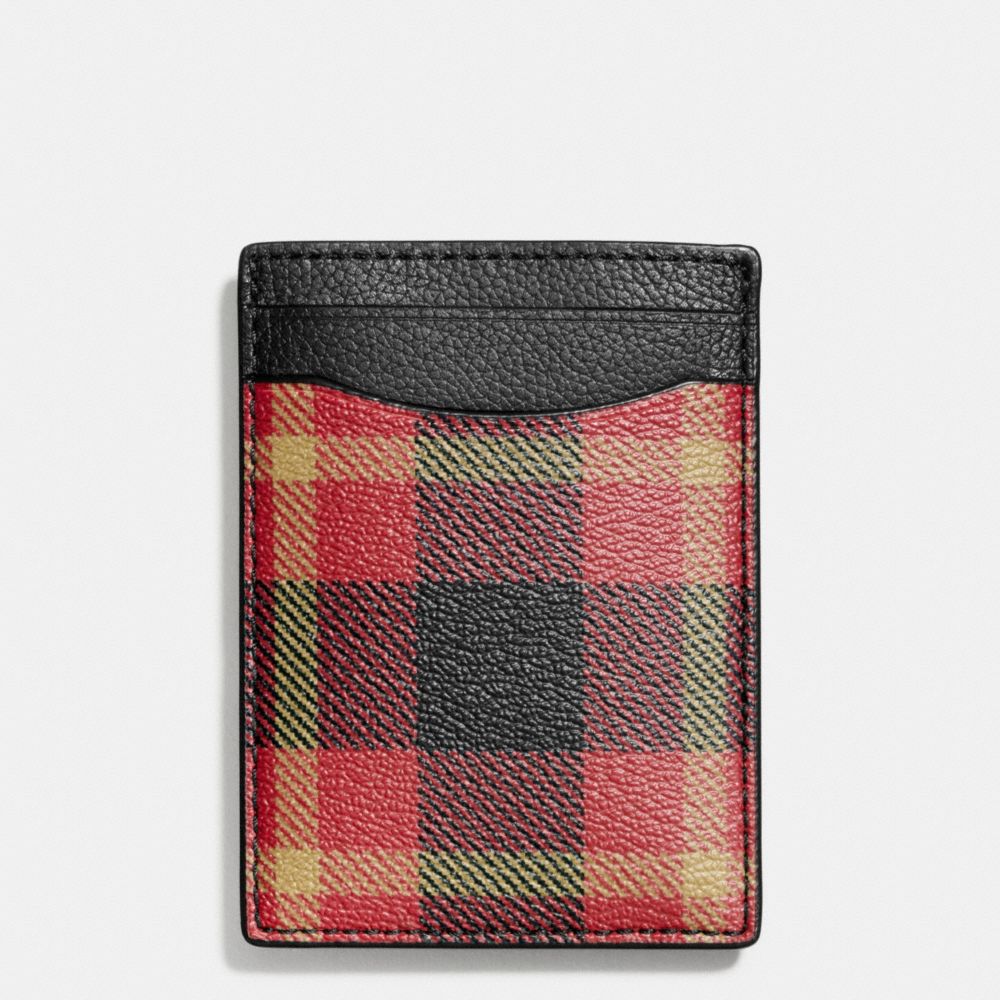 BOXED 3-IN-1 CARD CASE IN PLAID PRINT COATED CANVAS - BLACK/RED PLAID BLACK - COACH F55423
