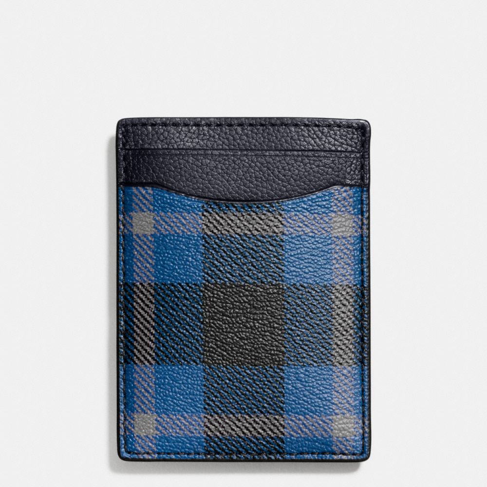 BOXED 3-IN-1 CARD CASE IN PLAID PRINT COATED CANVAS - BLACK/DENIM PLAID - COACH F55423