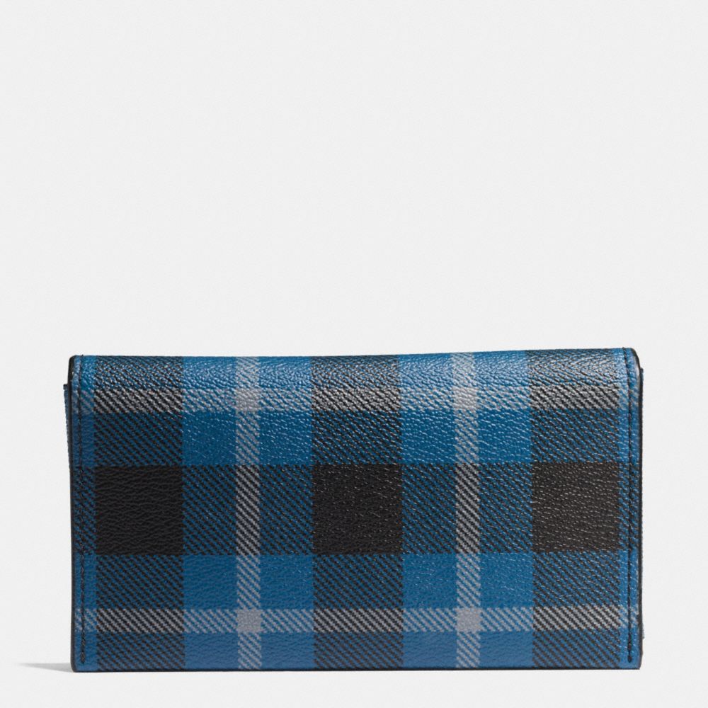 COACH UNIVERSAL PHONE CASE IN PLAID COATED CANVAS - BLACK/DENIM PLAID - F55432