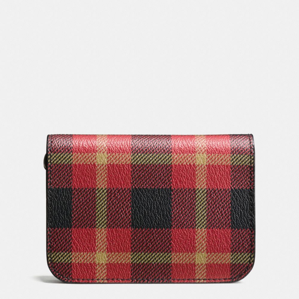 COACH GROOMING KIT IN PLAID PRINT COATED CANVAS - BLACK/RED PLAID BLACK - F55436