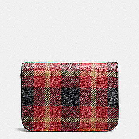 COACH GROOMING KIT IN PLAID PRINT COATED CANVAS - BLACK/RED PLAID BLACK - f55436