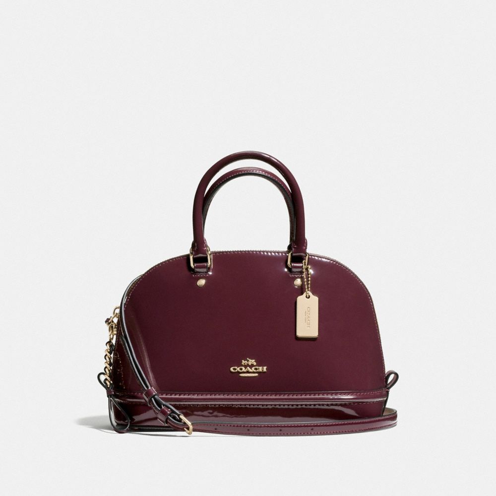 COACH f55445 MINI SIERRA SATCHEL IN PATENT LEATHER IMITATION GOLD/OXBLOOD 1