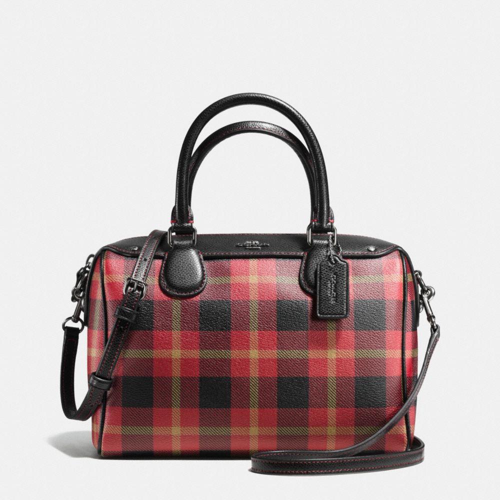 COACH MINI BENNETT SATCHEL IN RILEY PLAID COATED CANVAS - QB/True Red Multi - F55446