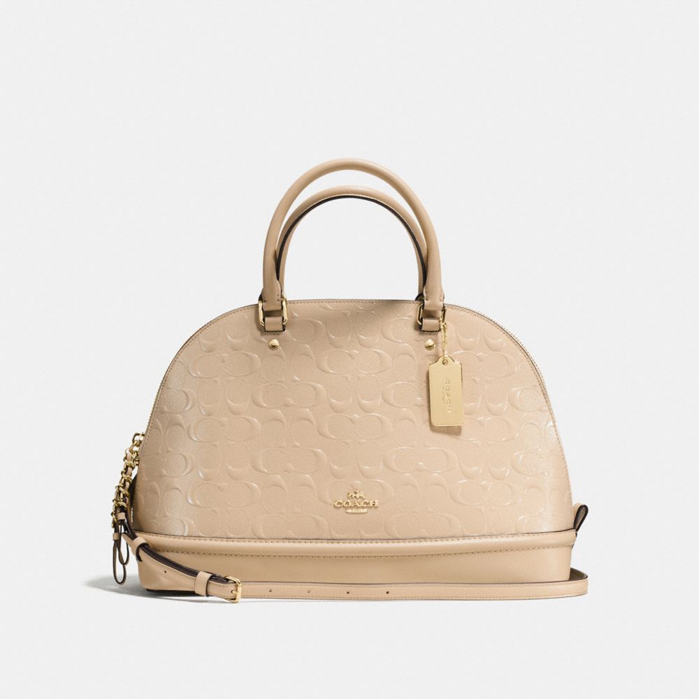 COACH SIERRA SATCHEL IN SIGNATURE DEBOSSED PATENT LEATHER - IMITATION GOLD/PLATINUM - F55449