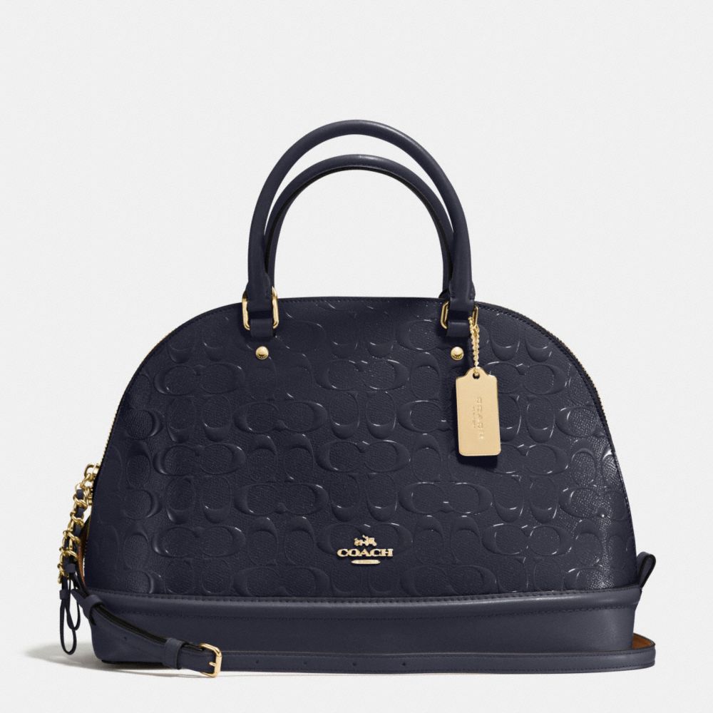 SIERRA SATCHEL IN SIGNATURE DEBOSSED PATENT LEATHER - f55449 - IMITATION GOLD/MIDNIGHT