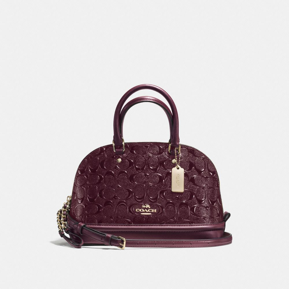 COACH F55450 MINI SIERRA SATCHEL IN SIGNATURE DEBOSSED PATENT LEATHER IMITATION-GOLD/OXBLOOD-1