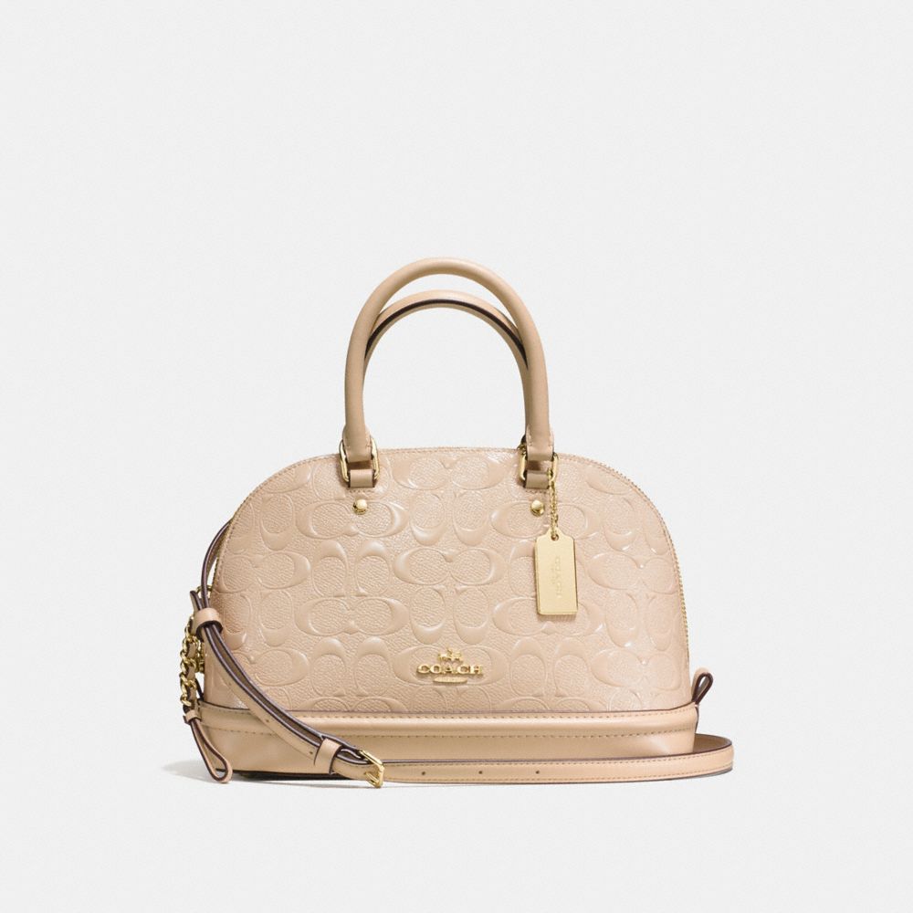 MINI SIERRA SATCHEL IN SIGNATURE DEBOSSED PATENT LEATHER - IMITATION GOLD/PLATINUM - COACH F55450