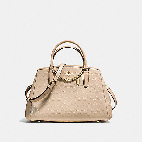 COACH f55451 SMALL MARGOT CARRYALL IN SIGNATURE DEBOSSED PATENT LEATHER IMITATION GOLD/PLATINUM