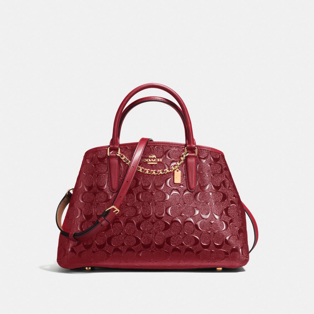 SMALL MARGOT CARRYALL - f55451 - LIGHT GOLD/DARK RED