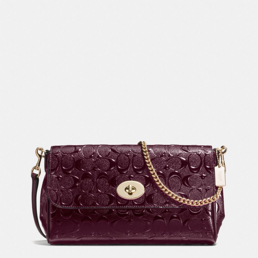 COACH RUBY CROSSBODY IN SIGNATURE DEBOSSED PATENT LEATHER - IMITATION GOLD/OXBLOOD 1 - F55452