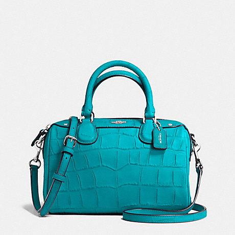 COACH BABY BENNETT SATCHEL IN CROC EMBOSSED LEATHER - SILVER/TURQUOISE - f55455