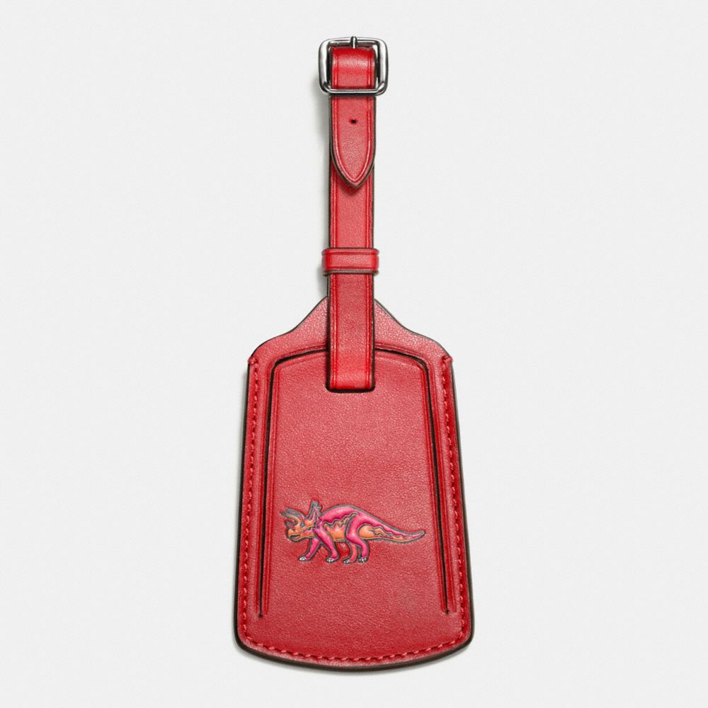 LUGGAGE TAG IN GLOVETANNED LEATHER - f55467 - RED