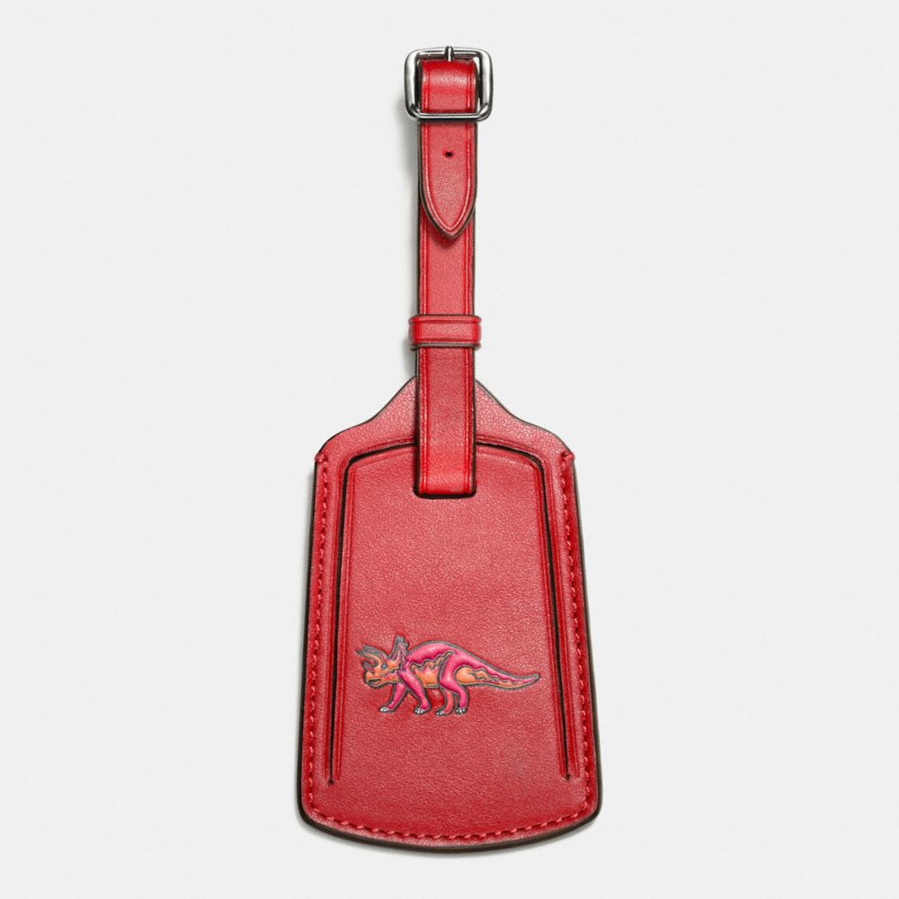 COACH f55467 LUGGAGE TAG IN GLOVETANNED LEATHER RED