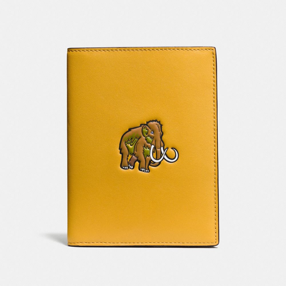 COACH F55470 - PASSPORT CASE WITH COACH BEAST FLAX