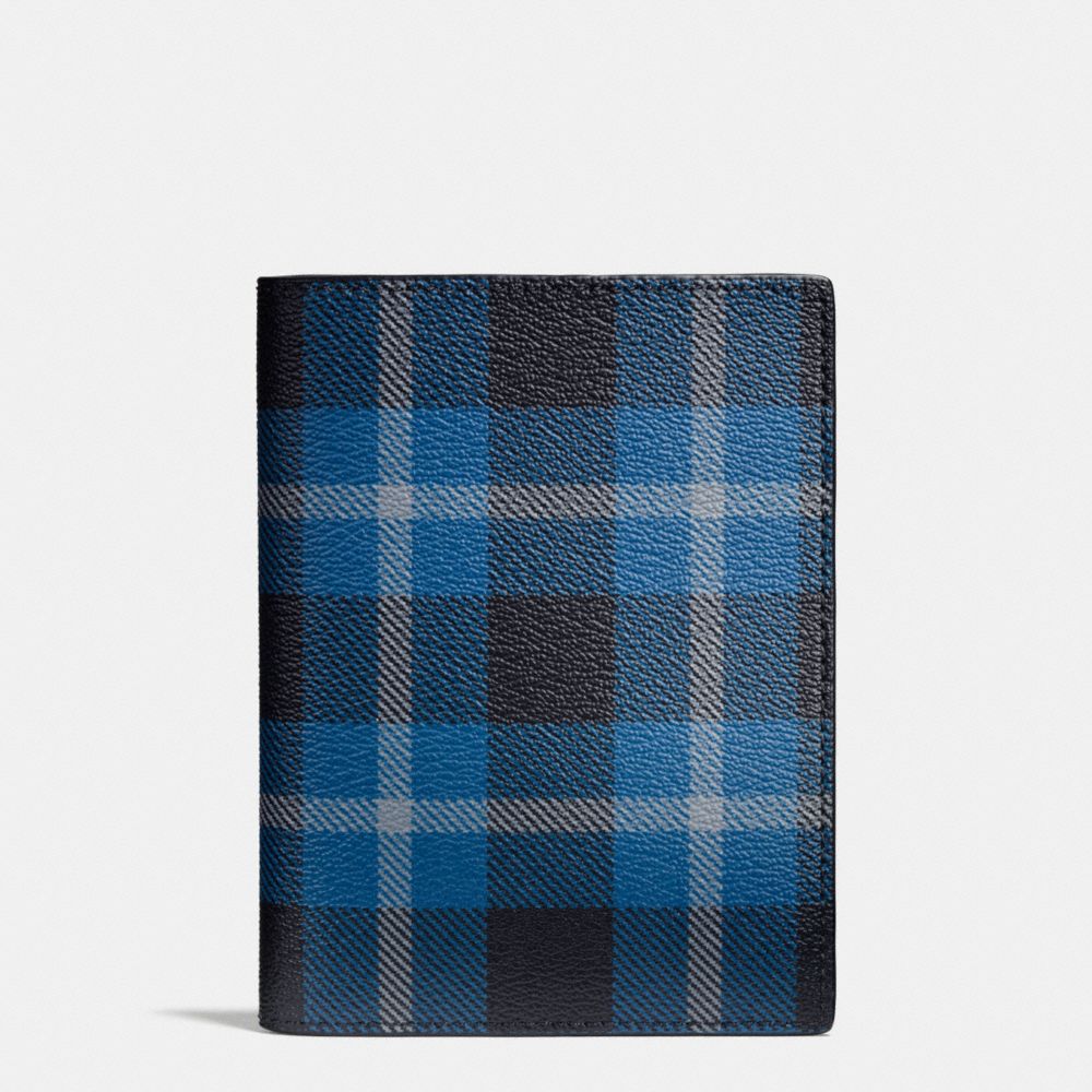 PASSPORT CASE IN PRINTED COATED CANVAS - BLACK/DENIM PLAID - COACH F55471