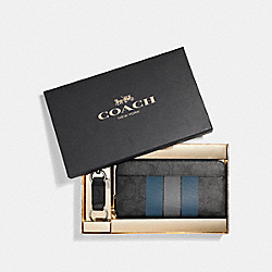 BOXED ACCORDION WALLET WITH VARSITY - COACH f55484 - BLACK/DENIM/GRAPHITE
