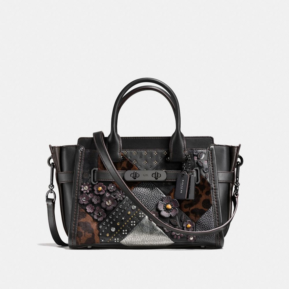 COACH SWAGGER 27 WITH EMBELLISHED CANYON QUILT - f55503 - BLACK MULTI/DARK GUNMETAL