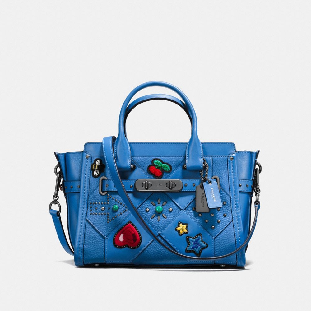 COACH SWAGGER 27 WITH EMBELLISHED CANYON QUILT - LAPIS/DARK GUNMETAL - COACH F55503
