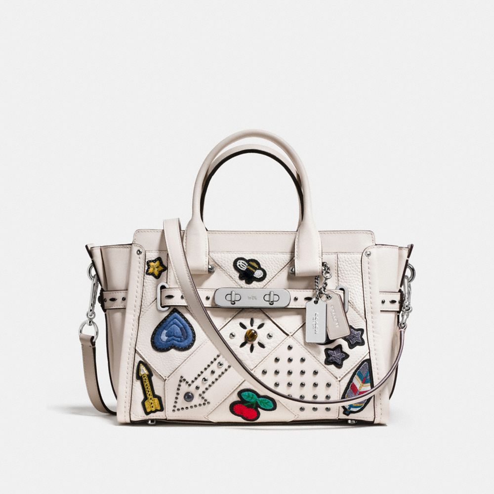 COACH COACH SWAGGER 27 WITH EMBELLISHED CANYON QUILT - SILVER/CHALK - F55503