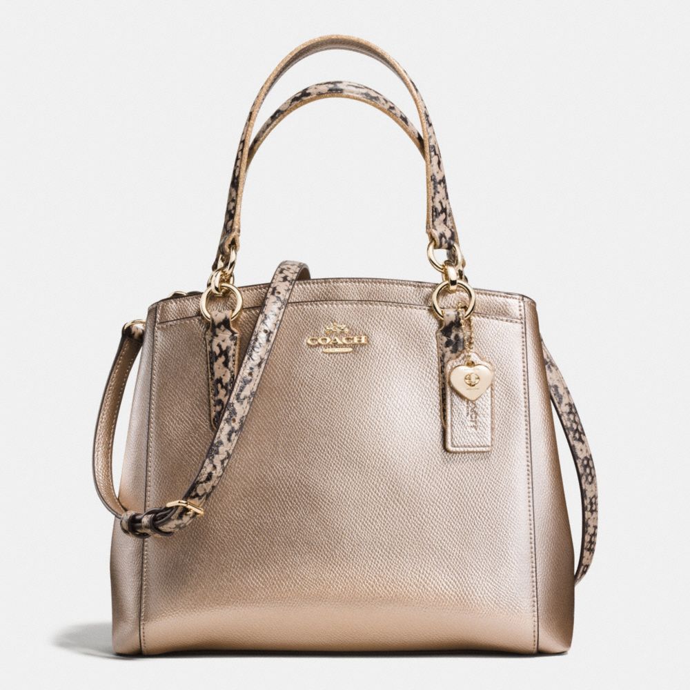 COACH F55517 MINETTA CROSSBODY IN METALLIC LEATHER WITH EXOTIC TRIM IMITATION-GOLD/PLATINUM