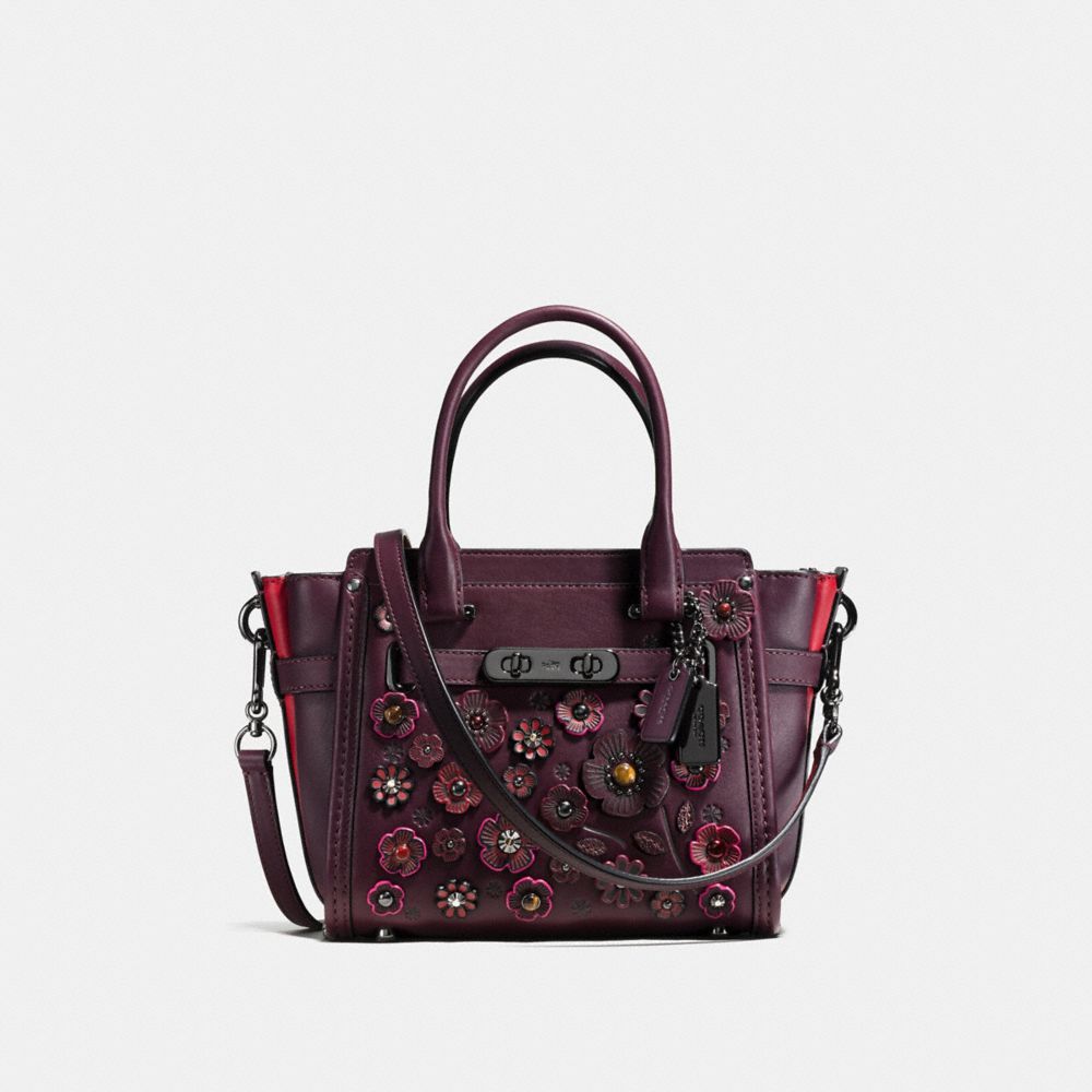 COACH SWAGGER 21 WITH TEA ROSE - f55523 - OXBLOOD/DARK GUNMETAL