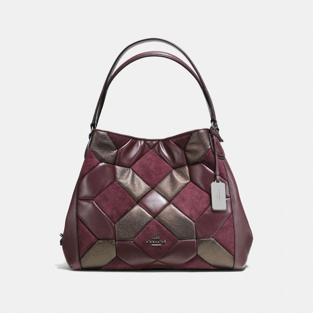 EDIE SHOULDER BAG 31 WITH CANYON QUILT - OXBLOOD/BRONZE/DARK GUNMETAL - COACH F55526