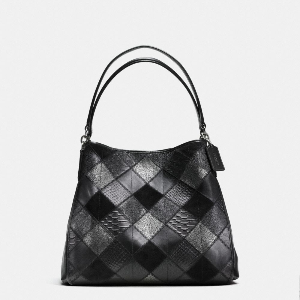 COACH PHOEBE SHOULDER BAG IN METALLIC PATCHWORK LEATHER - SILVER/BLACK/GUNMETAL - F55535