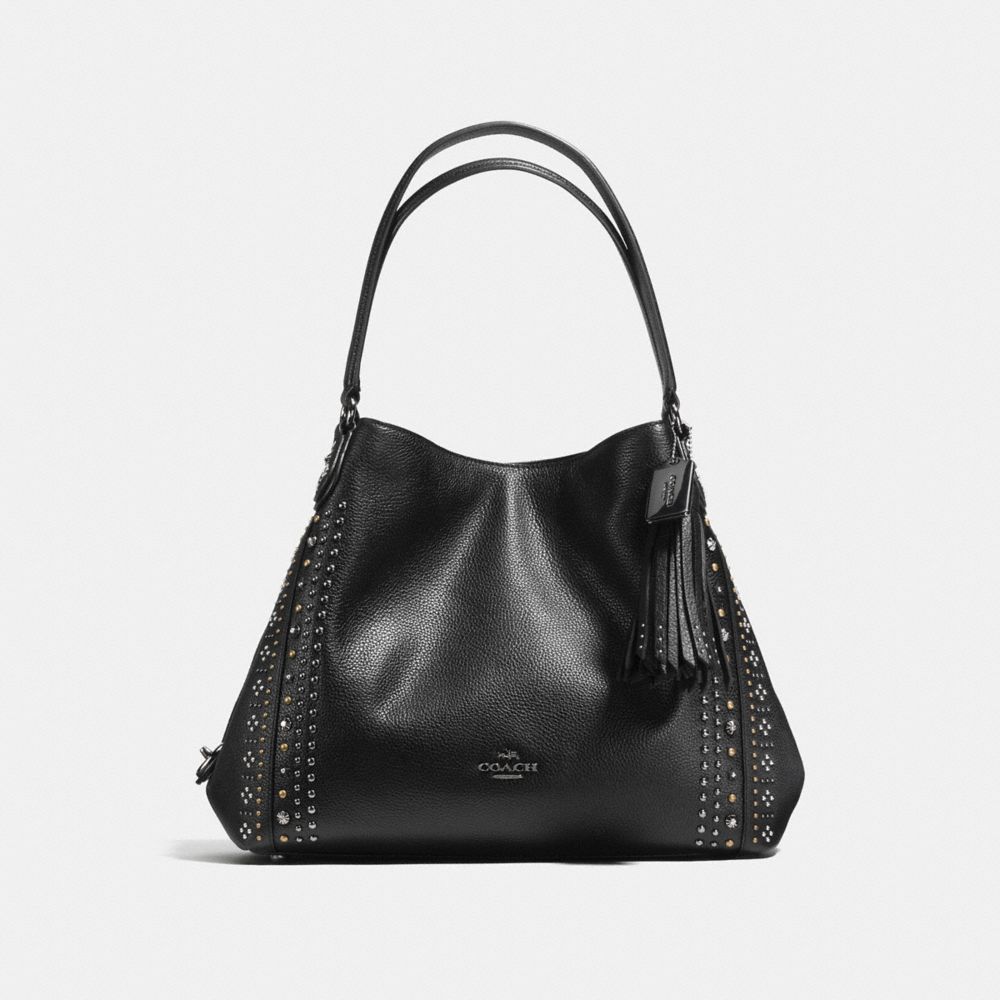 COACH F55544 - EDIE SHOULDER BAG 31 WITH WESTERN RIVETS BLACK/DARK GUNMETAL