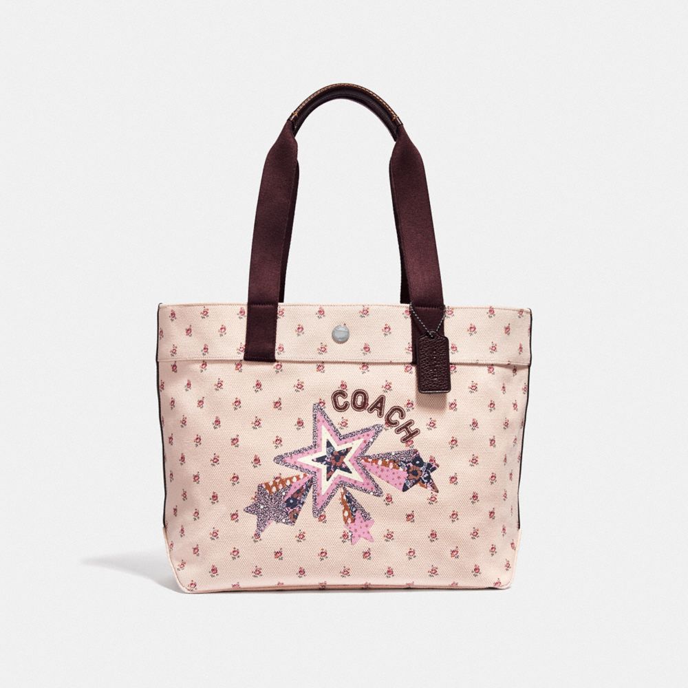 TOTE WITH FLORAL DITSY PRINT AND STAR - LIGHT PINK MULTI/SILVER - COACH F55598