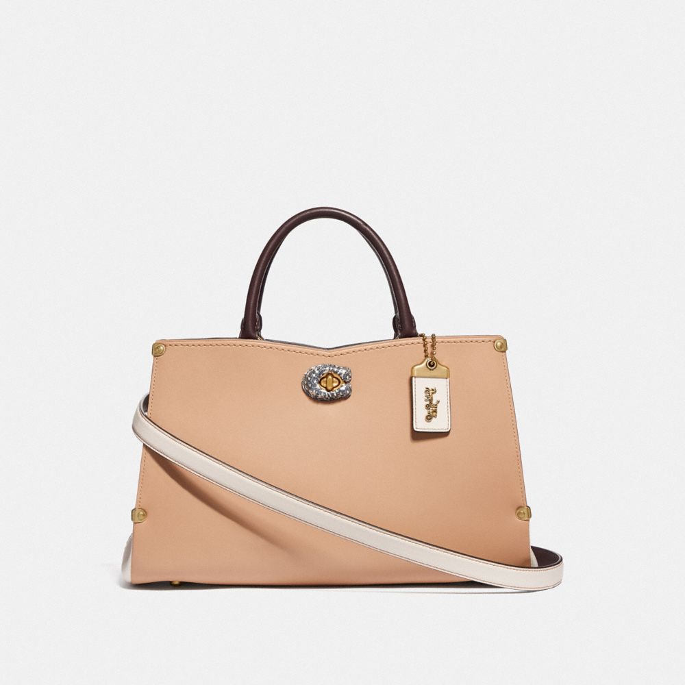 COACH F55599 Mason Carryall In Colorblock With Snakeskin Detail B4/BEECHWOOD CHALK