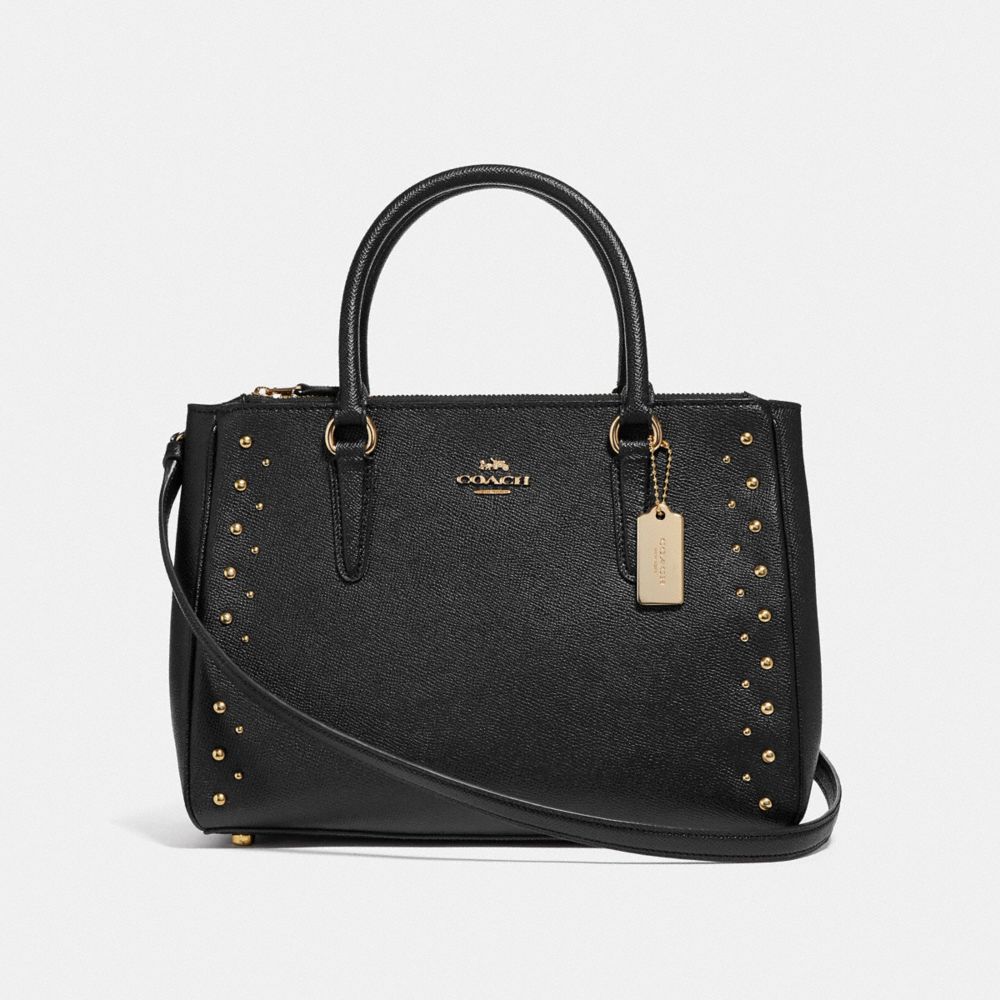 COACH SURREY CARRYALL WITH STUDS - BLACK/IMITATION GOLD - F55600