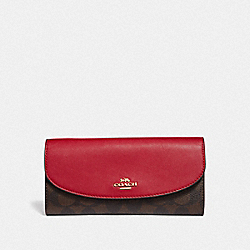 COACH F55616 Lunar New Year Slim Envelope Wallet In Colorblock Signature Canvas BROWN BLACK/PINK MULTI/IMITATION GOLD