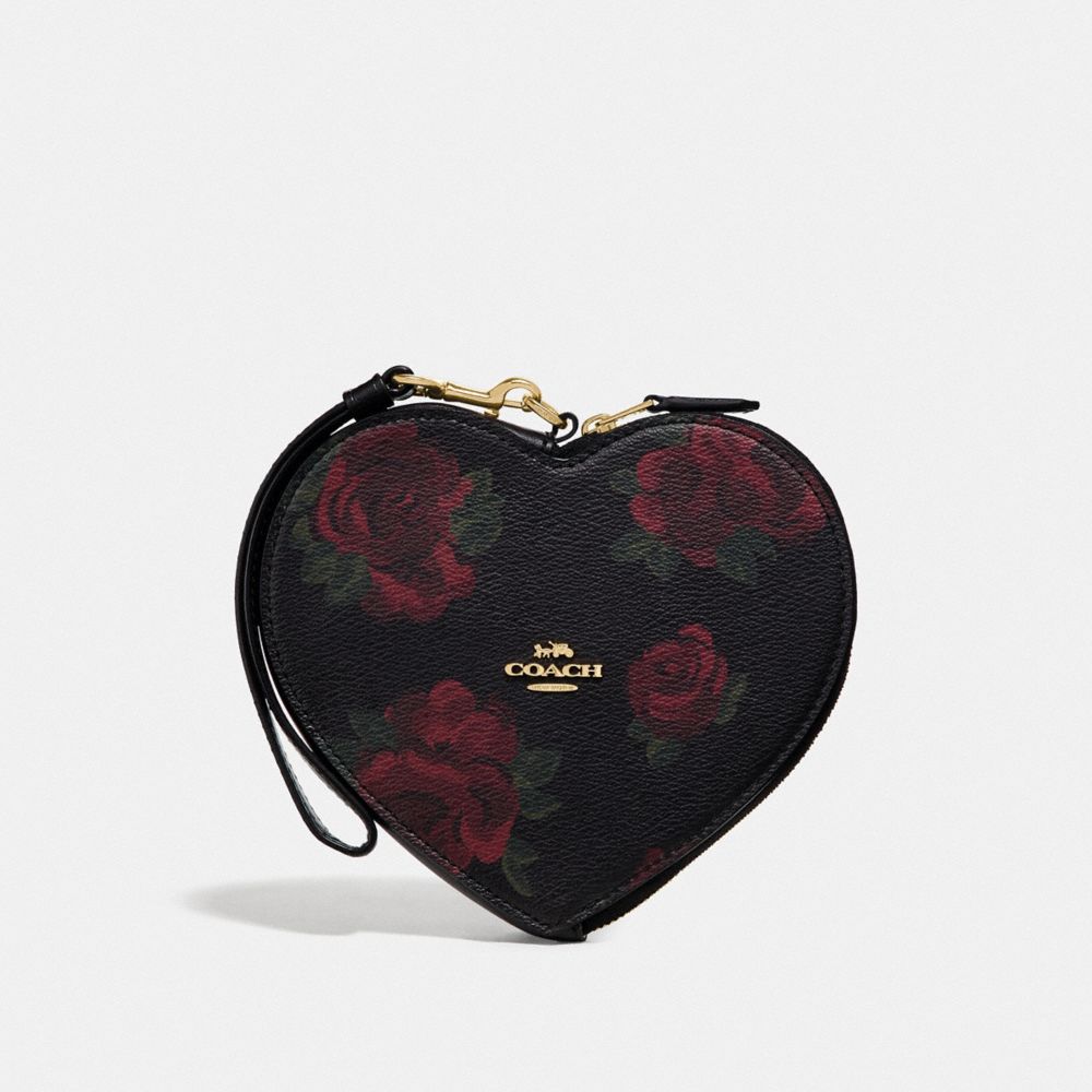 COACH F55624 HEART WRISTLET WITH JUMBO FLORAL PRINT BLACK MULTI/BLACK/IMITATION GOLD