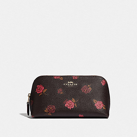 COACH F55637 COSMETIC CASE 17 WITH TOSSED PEONY PRINT OXBLOOD-1-MULTI/IMITATION-GOLD