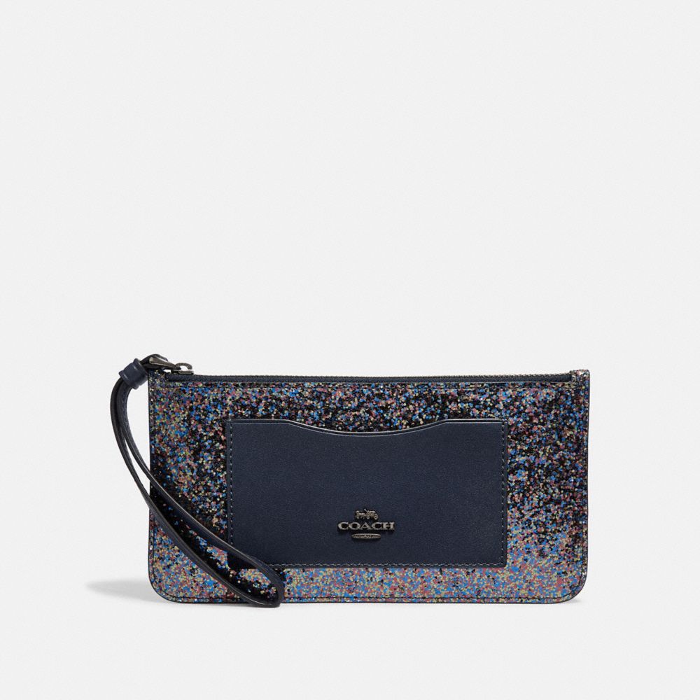 COACH F55642 Zip Top Wallet RAINBOW MULTI/BLACK ANTIQUE NICKEL