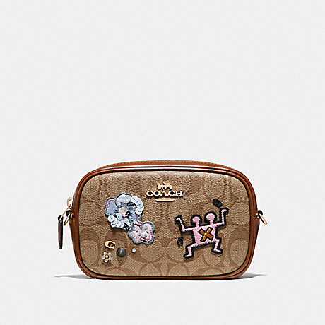 COACH F55644 KEITH HARING CONVERTIBLE BELT BAG IN SIGNATURE CANVAS WITH PATCHES KHAKI MULTI /IMITATION GOLD