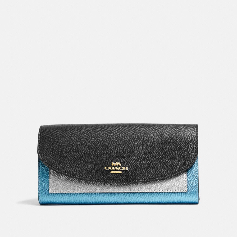 SLIM ENVELOPE WALLET IN COLORBLOCK - F55646 - MIDNIGHT MULTI/IMITATION GOLD