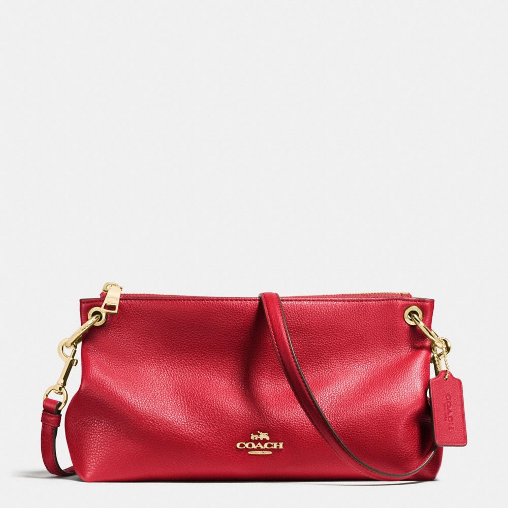 COACH F55661 - CHARLEY CROSSBODY IN PEBBLE LEATHER IMITATION GOLD/TRUE RED