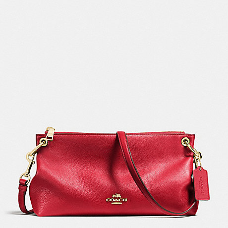 COACH f55661 CHARLEY CROSSBODY IN PEBBLE LEATHER IMITATION GOLD/TRUE RED